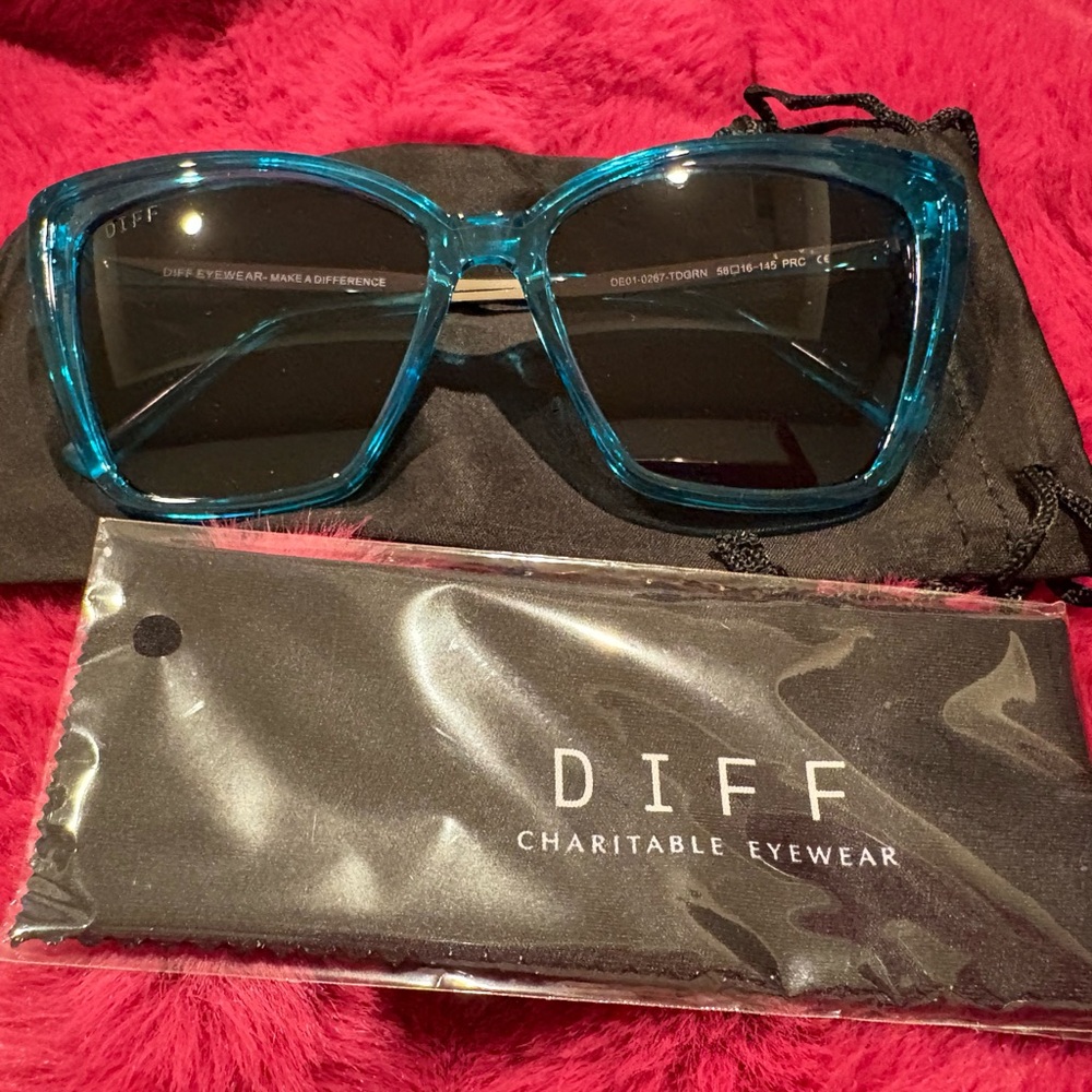 DIFF Heidi TURQUOISE CRYSTAL + GREY SUNGLASSES